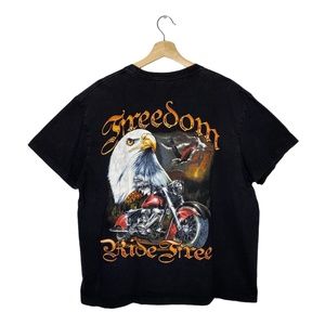 Ride Free Motorcycle T-Shirt Double Sided Eagle